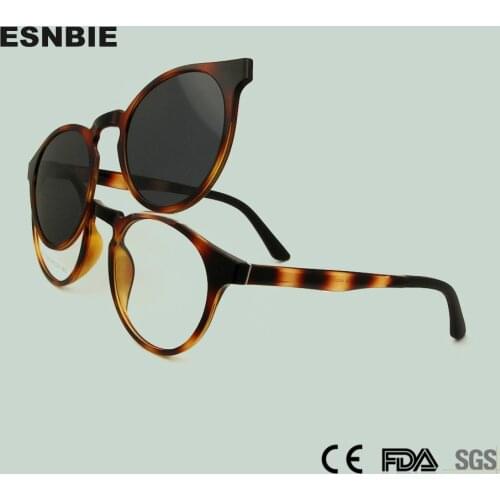 PEI Ultem Magnet Sunglasses Women Vintage Round Men Eyeglasses Frame With Magnetic Clip On Sunglasses Female Polarized Glasses