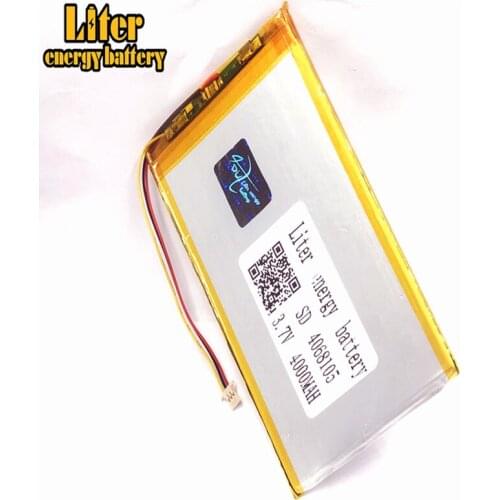 1.0MM -3WIRE PLUG 4068105 3.7v 4000mah lipo battery in rechargeable Batteries MID tablet pc 7 inch
