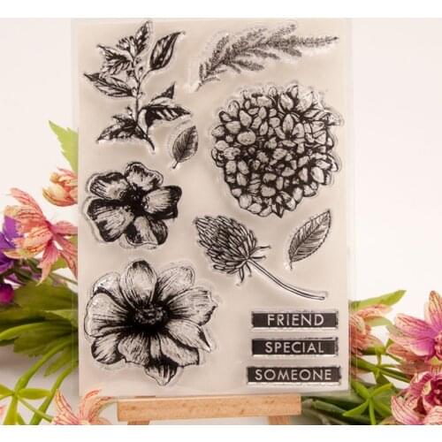 1pc Flowers Plants Transparent Clear Silicone Stamp Seal DIY Scrapbooking Rubber Stamping Coloring Diary Decoration Reusable