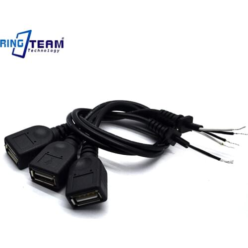 100Pcs 30CM Female USB Connector Tips with Cable Power Cord Wire for Adapter Digital Cameras Camcorder MP3 MP4 Mobile Pone Pad