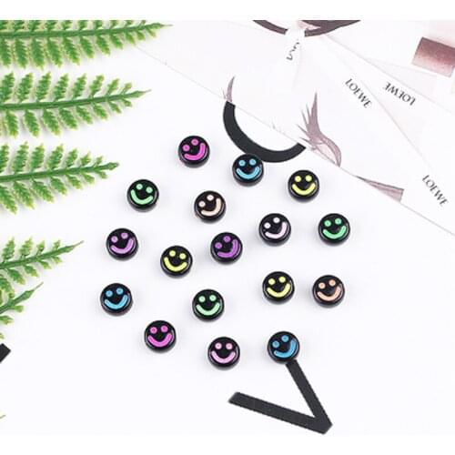 100pcs/Pack 4X7mm Oval Shape Acrylic Spaced Beads Smile Face Beads For Jewelry Making DIY Charms Bracelet Necklac WD0236