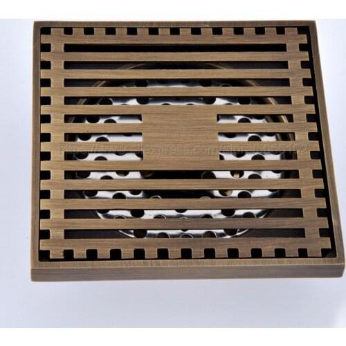 10x10cm Antique Brass Floor Drain Bathroom Kitchen Shower Room Porch Square Floor Waste Drain zhr068