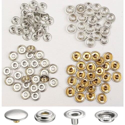 200pcs Stainless Steel Socket Fastener Snap Press Stud Button Kit Sewing Leather Craft Push Silver Buttons Craft Sewing Accesso