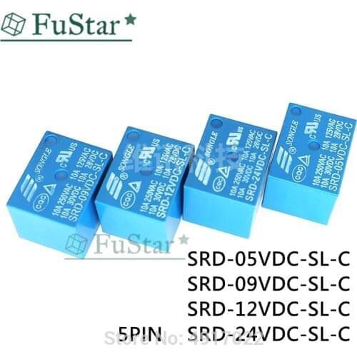 5PCS/Lot Relays SRD-05VDC-SL-C SRD-12VDC-SL-C SRD-24VDC-SL-C SRD-09VDC-SL-C 05V 09V 12V 24V 10A 250VAC 5PIN T73