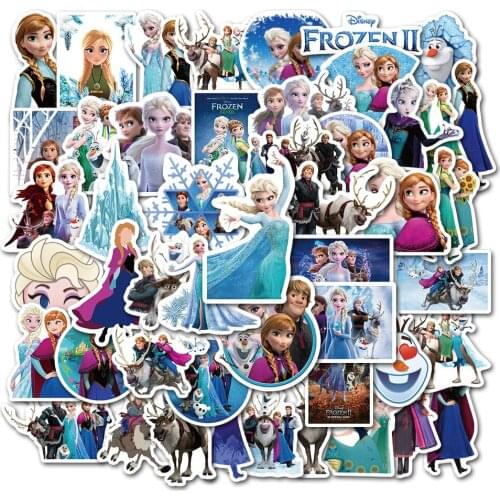 50pcs Disney Princess Sticker Frozen 2 Princess Sticker Computer Refrigerator Washing Machine Phone Sticker Decorative stickers