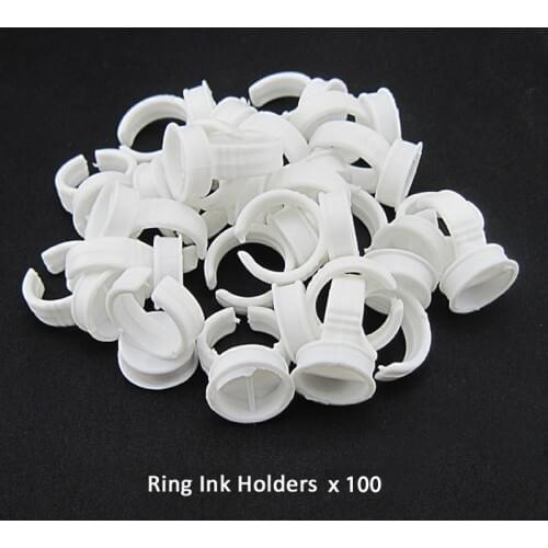 2018 Tattoo Accesories Rings Cups Has Separator White Plastic Ring Ink Holders Caps For Microblading Tattoos Accessories 100pcs