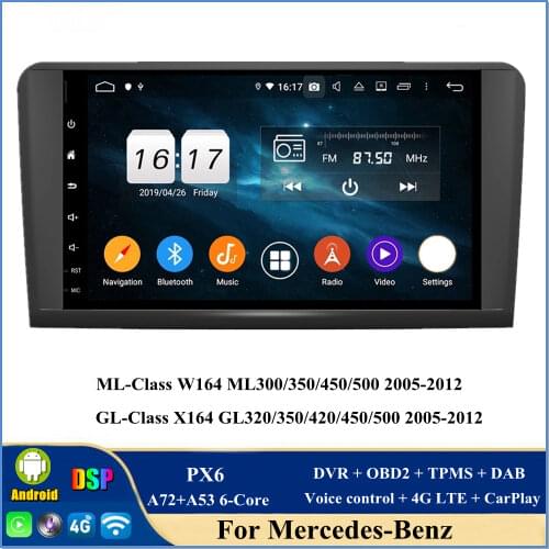 CarPlay & Android Auto PX6 Android 10 Car DVD for Mercedes Benz ML-Class W164 GL-Class X164 DSP Radio GPS Multimedia Player