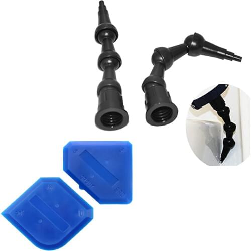 Free Shipping 10Sets Per Order 2pcs 360 Degree 90 degree 45 degree Rotating Bent Sealant Nozzle and 1set Sealant Finishing Tool