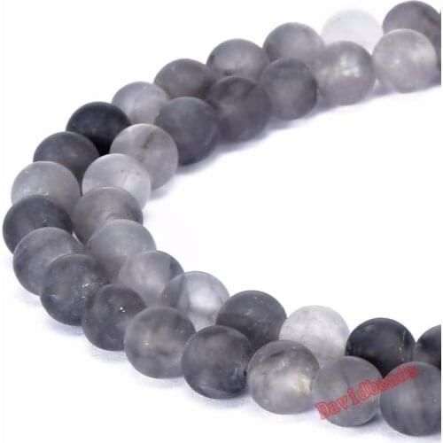 Factory Price 4 6 8 10 12mm natural stone beads Round Gorgeous Grey Cloudy Quartz Matte agat loose Beads For DIY Jewelry making