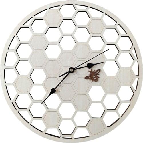 Honeycomb Creative Hollow Wall-Mounted Clock Hanging Modern Clock Ornament Silent Round Battery Clock Home Decoration Accessory