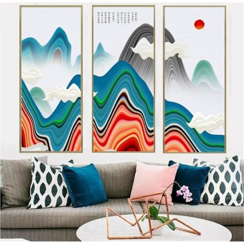 Colorful Abstract Mountain Landscape Poster Canvas Print Painting Wall Art Living Room Home Decoration