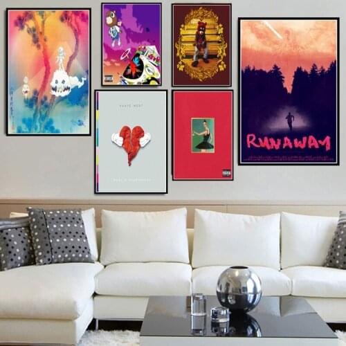 West and Courdy’s children watch ghosts run away from the rapper star poster prints painting art wall pictures for living room h