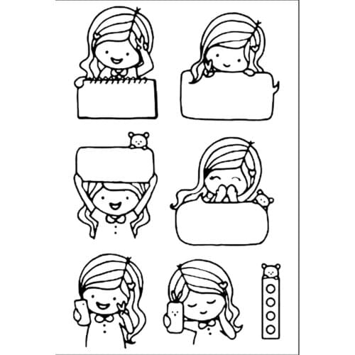 11x16 Girl selfie Transparent Clear Rubber Stamp Sheet Cling Scrapbooking Photo Album PaperCard DIY Craft