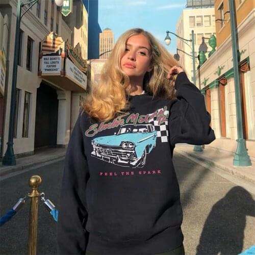 Hillbilly American Vintage Plus Size Loose Pullover Long Sleeve Black Print Round Neck Autumn Thick Ins Fashion Women Sweatshirt