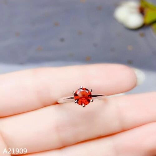 KJJEAXCMY fine jewelry 925 sterling silver inlaid natural garnet gemstone female ring support test