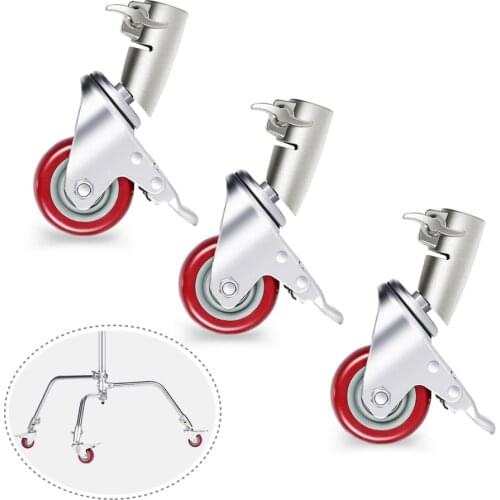 Neewer 3 Packs Professional Swivel Caster Wheels Set Durable Metal Construction with Rubber Base Only for Neewer C-stands