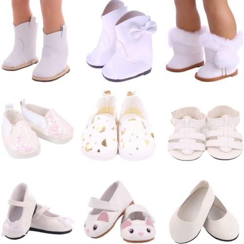 White Doll Shoes With Cute Velcro For 43 Cm Baby Reborn&18 Inch American Doll,Our Generation,Baby Accessories,Girls Gift