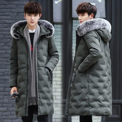 Down Duck 2020 Jacket Men Korean Thick Long Coat Winter Jackets for Men Fox Fur Collar Mens Clothing Kurtka Zimowa KJ496 s s