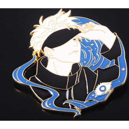 Anime Jujutsu Kaisen Metal Brooch Gojo Satoru Fushiguro Megumi Cartoon Enamel Brooch For Men Women Costume Souvenir Cosplay Gift