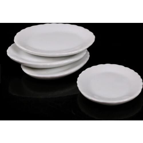 1PCS Dollhouse Miniature White Ceramics Dish Plate Doll House Kitchen Furniture Toys Creative Gift for Children Kids