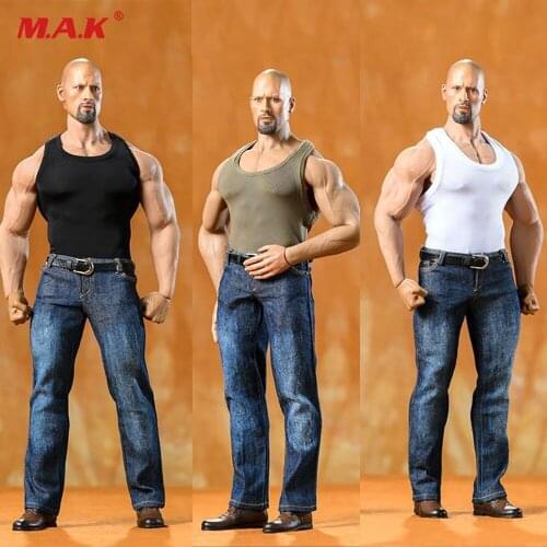 M16 1/6 Male Clothes Tight Vest & Jean Pants Suit Fit For 12'' Muscle Man Action Figure Dolls in stock