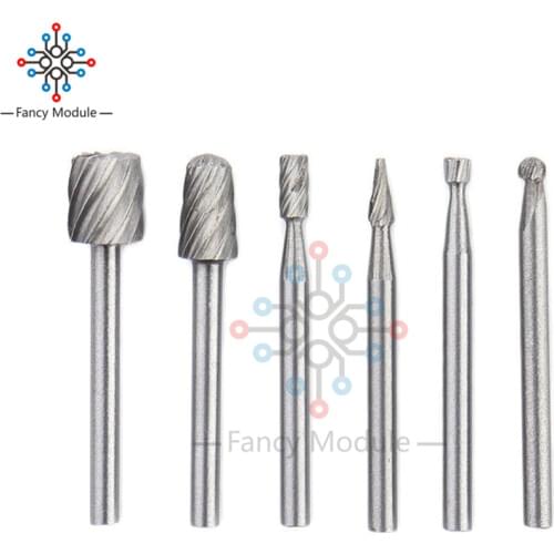 6pcs Dremel Rotary Tools HSS Wood Milling Burrs Cutter Set DREMEL accessories MultiPro Drills Special seat Rotary Burrs Set