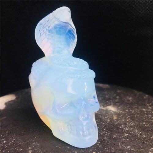 Natural creative hand- snake skullcrystal healing stone DIY home decor