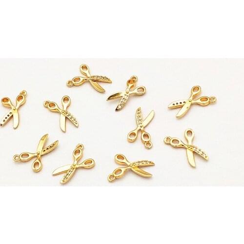 New arrival! 19x12mm 50PCS Cubic Zirconia scissors shape Charm for Hand Made Earrings DIY parts,Jewelry Findings & Component