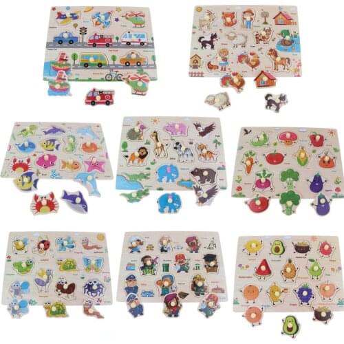 Wooden Peg Puzzles Educational and Learning Puzzle for Children - Farm Animals