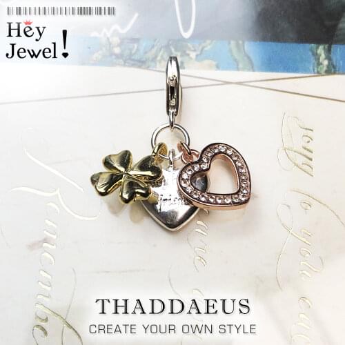Charms My Best Friend Heart Clover 925 Sterling Silver Charm Pendants Lucky Jewelry Making DIY Handmade Craft For Bracelet