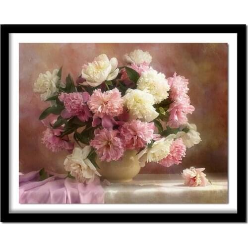 Pink Peony Diamond Home Decor 3D Painting Rhinestones Full Square Diamond Embroidery Weeding Gifts Cross Stitch