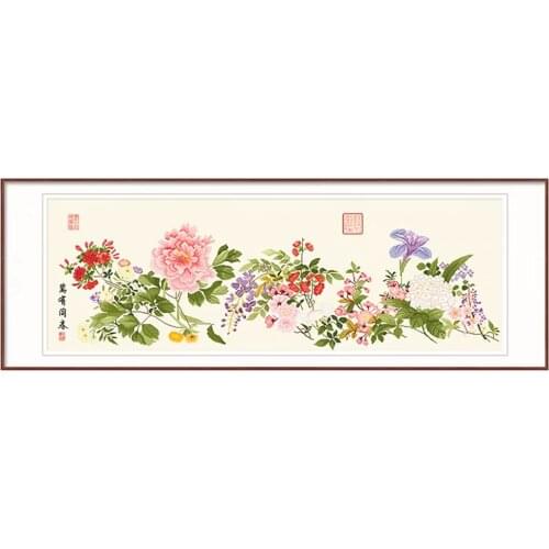 The Most Beautiful Flowers Bloom in Spring Stamped Cross Stitch Kit Embroidery needlework set, 59.0" x 21.6"