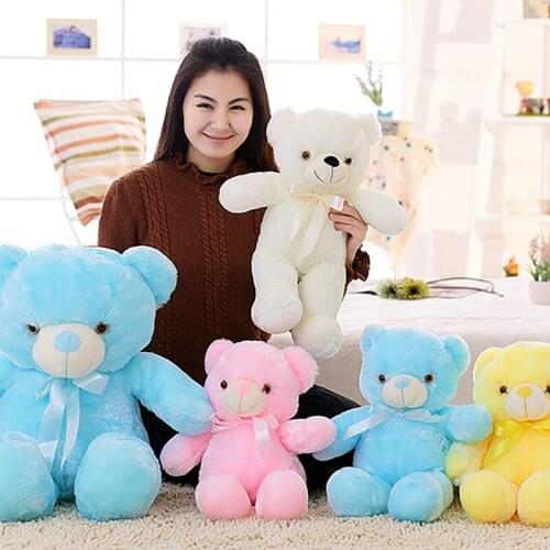 LED Inductive Teddy Romance Bear Creative Valentines Gift Light Up Animals Plush Toy Colorful Glowing Teddy Bear Gift Birthday