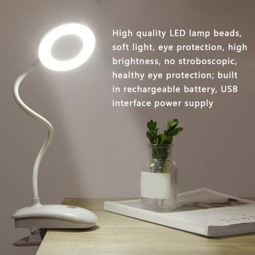 LED USB Flexible Desk Lamp Clip Folding Bedroom Bedside Read Study Light Eye Protection Table Lamp