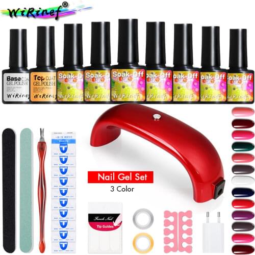 WiRinef Manicure Set 9W Dryer Nail Lamps Set UV Gel Nail Polish Set Primer Top Coat Gel Lacquer Nails Art Tools Kit 25pcs
