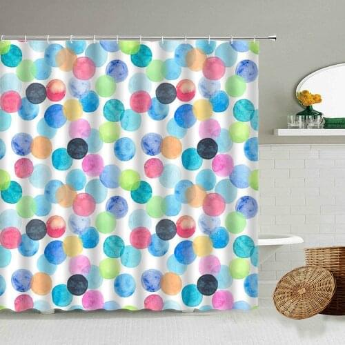 Color Circle Love Water Drop Shower Curtain Creative Design For Boy And girl Bathroom Decoration Waterproof Polyester Screen Set