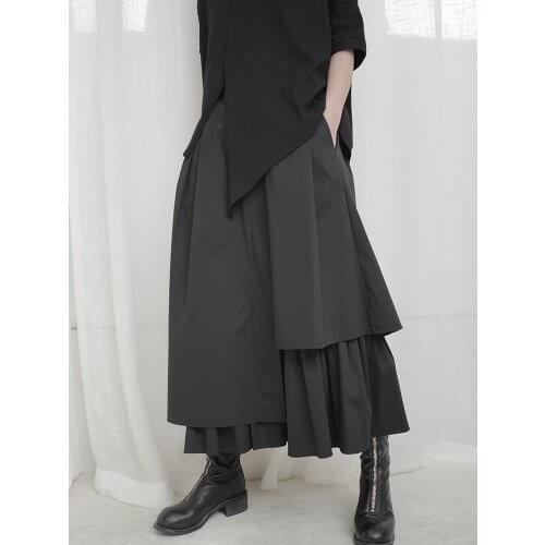 Yamamoto Style Dark half-length Skirt Female Spring and autumn personality irregular design feeling minority a-line dress