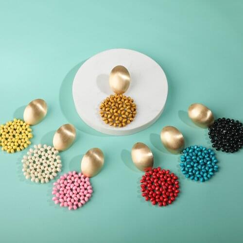 New Design Wood Bead Weaving Earring for Women Girls Bohemia Vintage Statement Dangle Earring Boho Multicolor Ear Jewelry