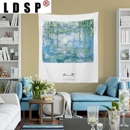 LDSP Monet Scenic Painting Tapestry Wall Hanging Covering Rugs Background Cloth Beach Mat Blanket Art Bedroom Dorm Home Decor