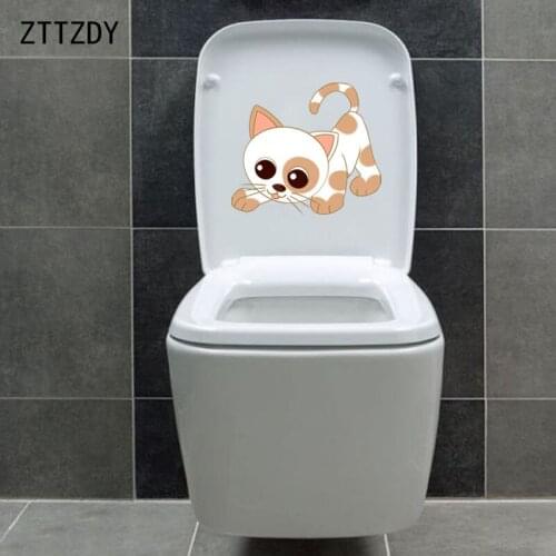 ZTTZDY 21.6*19.5CM Naughty Cat Kids BedRoom Home Decor Wall Sticker Toilet Decal Animal T3-0376