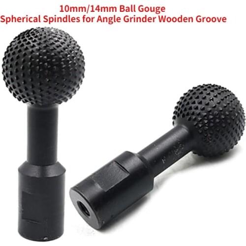10mm/14mm Ball Gouge Spherical Spindles Shaped Wood Gouge Power Carving Attachment for Angle Grinder Wooden Groove Carving Tools