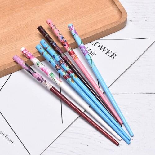 2Pcs Vintage Hair Pick Sticks Painting Japanese Wood Hairpin Hair Clip For Women Natural Chinese Wooden Chopsticks