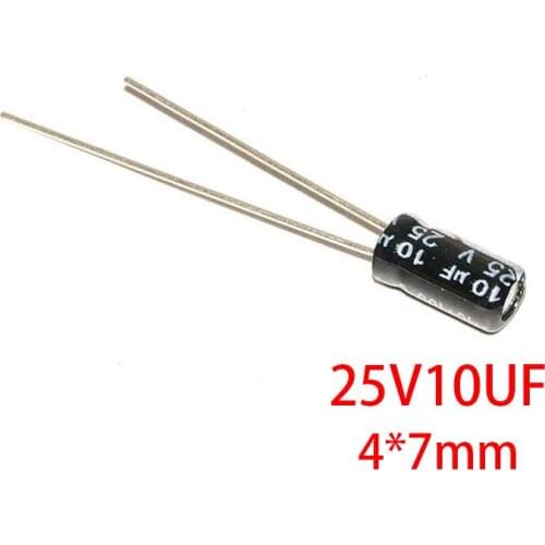 50PCS Higt quality 25V10UF 4*7mm 10UF 25V 4*7 Electrolytic capacitor