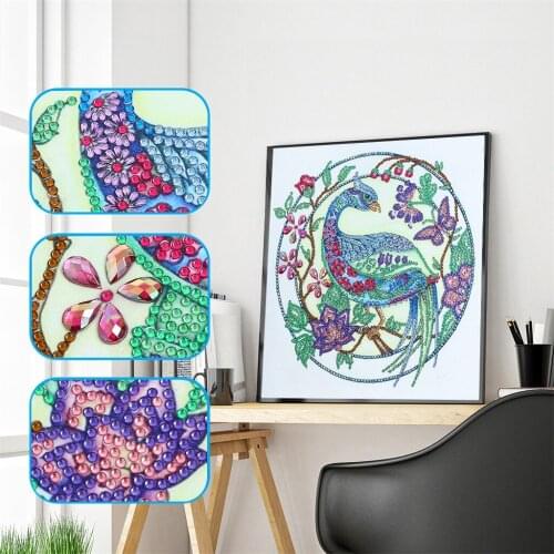 5D Diamond Embroidery Animal Flower Peacock Special Shaped Diamond PaintingCross Stitch Crystal Diamond Picture Home Decoration