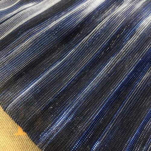 2 meters 150cm 59" width silver blue shiny pleated accordion mesh tulle fabric dress clothes materials MM467