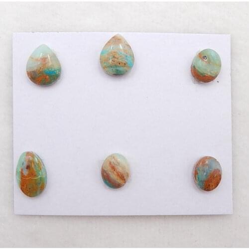 Wholesale Gemstone 6 PCS Natural Blue Opal fashion jewelry necklace Cabochon beads 12x10x4mm,10x8x4mm,2.8g