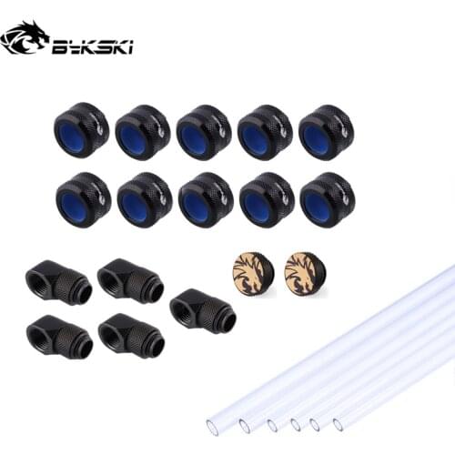 BYKSKI Computer Water Cooling Build PETG Hard Tube With Fittings,Liquid Loop Kit Connector,8pcs x500mm Pipe,OD12 ,14,16