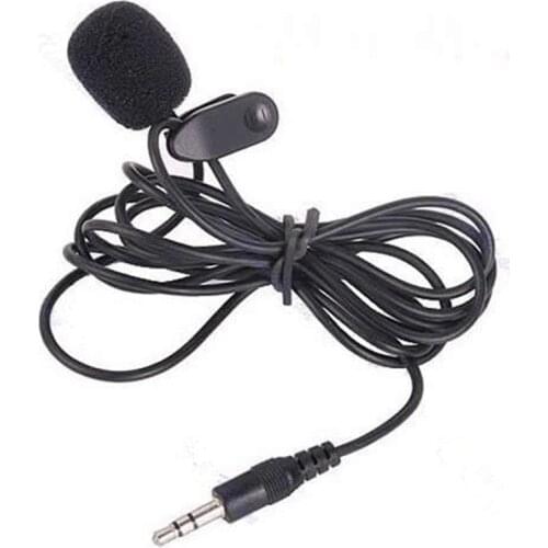 1.5M 3.5mm Black Mini Studio Speech Mic Microphone Clip On Lapel for PC Notebook
