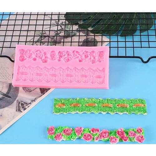 Rose Flower 1Pcs DIY Baking Tools Multi Purpose Kitchen Supplies Decorating Mold Pink/White Sugar Rim Silicone Cake Flanging