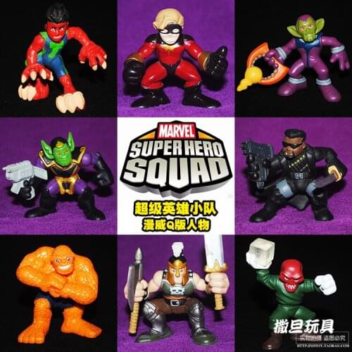 Marvel Comics SUPERHERO SQUAD Red Skull Thing Captain Marvel Q Version Action Figure Model Ornament Toys